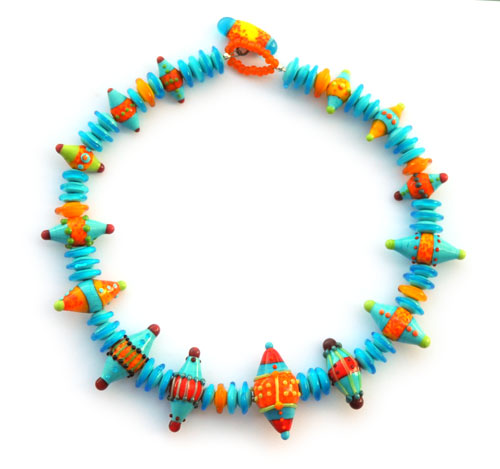glass reverse bicone necklace