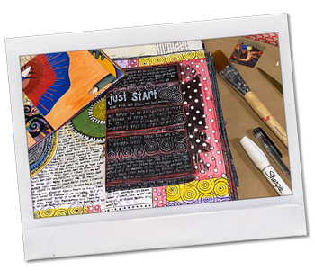 snapshot of project in the online art journaling class