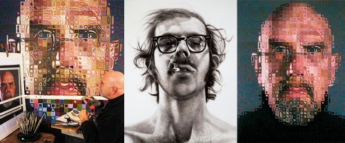 chuck close portraits and artist at work